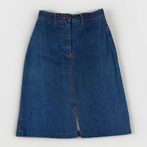 Vintage Joni‎ Blair Denim Midi Skirt 26 Inch Waist 100% Cotton 70's 80's